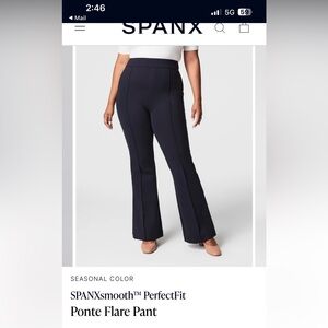 Spanx Spanxsmooth Perfect Fit Ponte Flare Pant. Navy Blue size XL